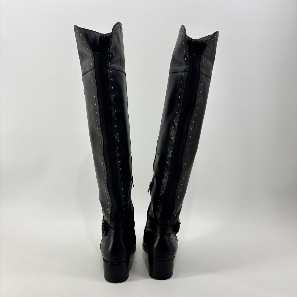 Sam Edelman Black Knee High Rider Boots Size 8.5 Leather Studded - Picture 8 of 14